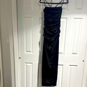 Black Ruched Maxi Dress with Spaghetti Straps